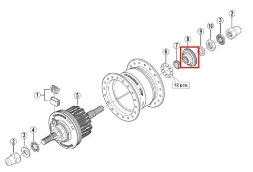 Shimano Konus VR DH-3N30 SSP / DH-3D32 SSP / DH-3D30 Nut / DH-3N20 Nut Links Y-2ZH98050 2 Shimano Konus VR DH-3N30 SSP / DH-3D32 SSP / DH-3D30 Nut / DH-3N20 Nut Links Y-2ZH98050 – Bild 2