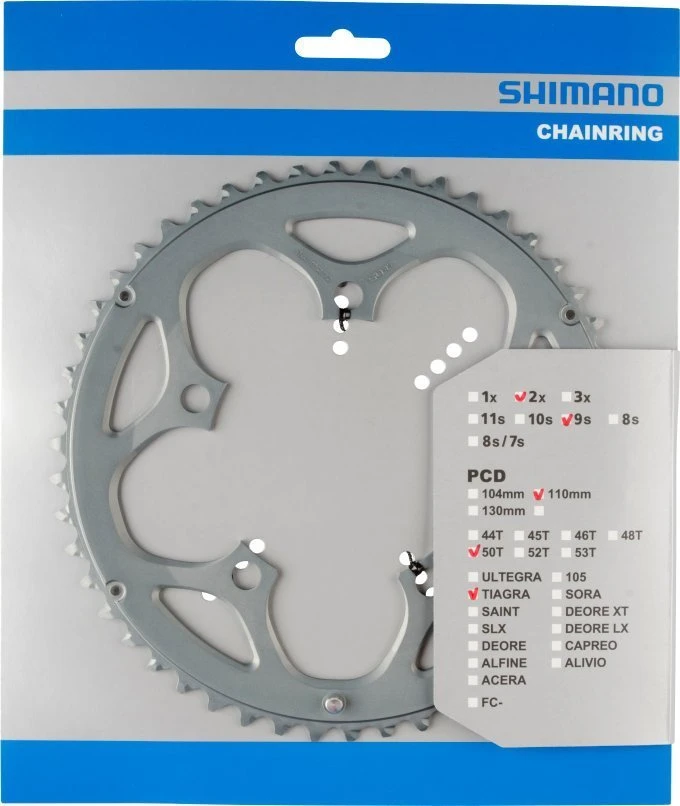 Shimano Tiagra Compact 9-fach 50 Für 34 Zähne Silber (F-Type) Y-1HA98040 1 Shimano Tiagra Compact 9-fach 50 Für 34 Zähne Silber (F-Type) Y-1HA98040